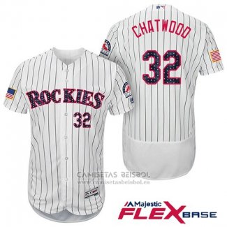 Camiseta Beisbol Hombre Colorado Rockies 2017 Estrellas y Rayas Tyler Chatwood 32 Blanco Flex Base