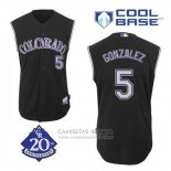 Camiseta Beisbol Hombre Colorado Rockies Carlos Gonzalez 5 Negro Vest Style Cool Base