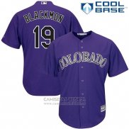 Camiseta Beisbol Hombre Colorado Rockies Charlie Blackmon 19 Violeta Cool Base