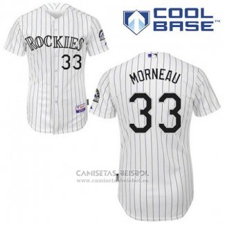 Camiseta Beisbol Hombre Colorado Rockies Justin Morneau 33 Blanco Primera Cool Base