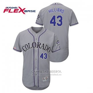 Camiseta Beisbol Hombre Colorado Rockies Sam Hilliard Autentico Collection Flex Base Gris