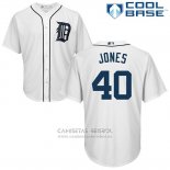 Camiseta Beisbol Hombre Detroit Tigers 40 Jacoby Jones Blanco Cool Base