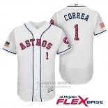 Camiseta Beisbol Hombre Houston Astros 2017 Estrellas y Rayas Carlos Correa Blanco Flex Base