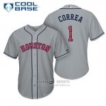 Camiseta Beisbol Hombre Houston Astros 2017 Estrellas y Rayas Carlos Correa Gris Cool Base