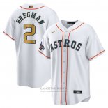 Camiseta Beisbol Hombre Houston Astros Alex Bregman 2023 Gold Collection Replica Blanco Oro