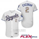 Camiseta Beisbol Hombre Kansas City Royals 2 Alcides Escobar Blanco 2017 Flex Base