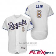 Camiseta Beisbol Hombre Kansas City Royals 6 Lorenzo Cain Blanco 2017 Flex Base