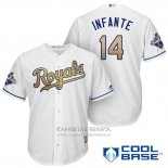 Camiseta Beisbol Hombre Kansas City Royals Campeones 14 Omar Infante Cool Base Oro