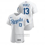 Camiseta Beisbol Hombre Kansas City Royals Salvador Perez Autentico Blanco