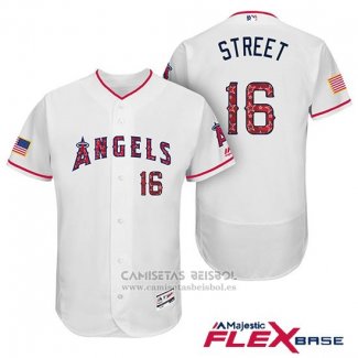 Camiseta Beisbol Hombre Los Angeles Angels 2017 Estrellas y Rayas Huston Street Blanco Flex Base