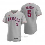 Camiseta Beisbol Hombre Los Angeles Angels Albert Pujols Autentico 2020 Road Gris