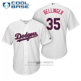 Camiseta Beisbol Hombre Los Angeles Dodgers 2017 Estrellas y Rayas Cody Bellinger Blanco Cool Base