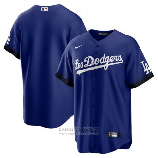 Camiseta Beisbol Hombre Los Angeles Dodgers 2021 City Connect Replica Azul