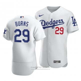 Camiseta Beisbol Hombre Los Angeles Dodgers Andy Burns Autentico Primera Blanco