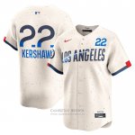 Camiseta Beisbol Hombre Los Angeles Dodgers Clayton Kershaw 2024 City Connect Limited Crema