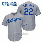Camiseta Beisbol Hombre Los Angeles Dodgers Clayton Kershaw 22 Gris Cool Base