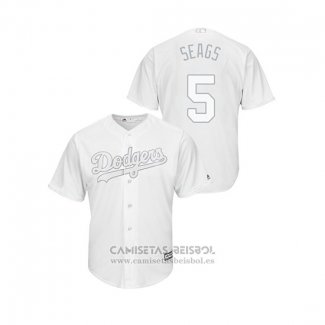 Camiseta Beisbol Hombre Los Angeles Dodgers Corey Seager 2019 Players Weekend Seags Replica Blanco