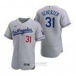 Camiseta Beisbol Hombre Los Angeles Dodgers Max Scherzer Autentico Road Gris