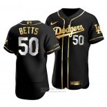 Camiseta Beisbol Hombre Los Angeles Dodgers Mookie Betts Golden Edition Autentico Negro