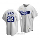 Camiseta Beisbol Hombre Los Angeles Dodgers Steven Souza Cooperstown Collection Primera Blanco