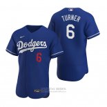 Camiseta Beisbol Hombre Los Angeles Dodgers Trea Turner Autentico Alterno Azul
