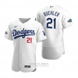 Camiseta Beisbol Hombre Los Angeles Dodgers Walker Buehler Autentico 2020 Primera Blanco