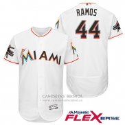 Camiseta Beisbol Hombre Miami Marlins 44 A.j. Ramos Blanco 2017 Flex Base