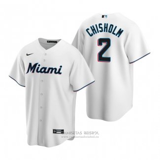 Camiseta Beisbol Hombre Miami Marlins Jazz Chisholm Replica Primera Blanco