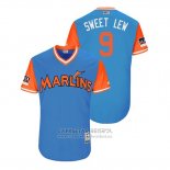 Camiseta Beisbol Hombre Miami Marlins Lewis Brinson 2018 LLWS Players Weekend Sweet Lew Azul