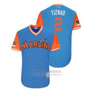 Camiseta Beisbol Hombre Miami Marlins Yadiel Rivera 2018 LLWS Players Weekend Tiznao Azul