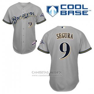 Camiseta Beisbol Hombre Milwaukee Brewers Jean Segura 9 Gris Cool Base