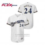 Camiseta Beisbol Hombre Milwaukee Brewers Jesus Aguilar Autentico Flex Base Blanco