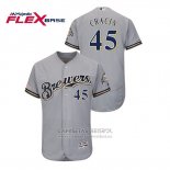 Camiseta Beisbol Hombre Milwaukee Brewers Jhoulys Chacin Autentico Flex Base Gris