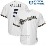 Camiseta Beisbol Hombre Milwaukee Brewers Jonathan Villar Blanco Cool Base