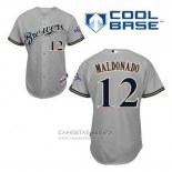 Camiseta Beisbol Hombre Milwaukee Brewers Martin Maldonado 12 Gris Cool Base