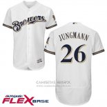 Camiseta Beisbol Hombre Milwaukee Brewers Taylor Jungmann Blanco Autentico Collection Flex Base Custom