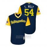 Camiseta Beisbol Hombre Milwaukee Brewers Taylor Williams 2018 LLWS Players Weekend T. Willy Azul