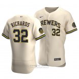 Camiseta Beisbol Hombre Milwaukee Brewers Trevor Richards Autentico Alterno Crema