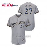 Camiseta Beisbol Hombre Milwaukee Brewers Zach Davies Autentico Flex Base Gris