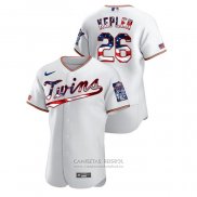 Camiseta Beisbol Hombre Minnesota Twins Max Kepler 2020 Stars & Stripes 4th of July Blanco