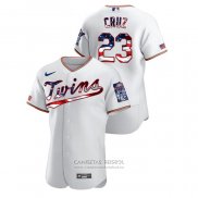 Camiseta Beisbol Hombre Minnesota Twins Nelson Cruz 2020 Stars & Stripes 4th of July Blanco