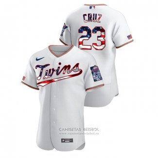 Camiseta Beisbol Hombre Minnesota Twins Nelson Cruz 2020 Stars & Stripes 4th of July Blanco