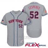 Camiseta Beisbol Hombre New York Mets 2017 Estrellas y Rayas Yoenis Cespedes Gris Flex Base