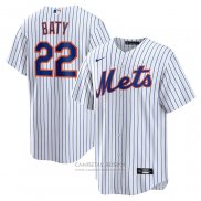 Camiseta Beisbol Hombre New York Mets Brett Baty Replica Blanco Azul