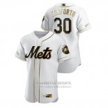 Camiseta Beisbol Hombre New York Mets Michael Conforto Golden Edition Autentico Blanco