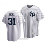 Camiseta Beisbol Hombre New York Yankees Aaron Hicks Cooperstown Collection Primera Blanco