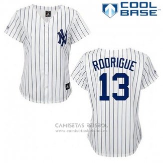 Camiseta Beisbol Hombre New York Yankees Alex Rodriguez 13 Blanco Cool Base