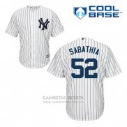Camiseta Beisbol Hombre New York Yankees C.c. Sabathia 52 Blanco Primera Cool Base