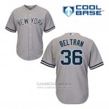 Camiseta Beisbol Hombre New York Yankees Carlos Beltran 36 Gris Cool Base