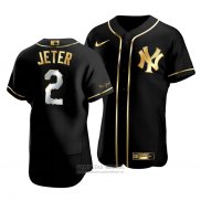 Camiseta Beisbol Hombre New York Yankees Derek Jeter Golden Edition Autentico Negro